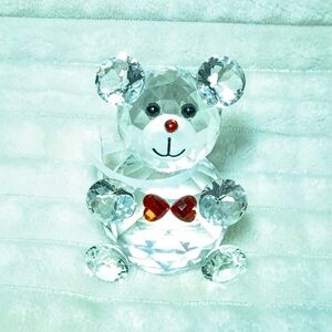 Crystal Bear Figurine with Red Heart Accents